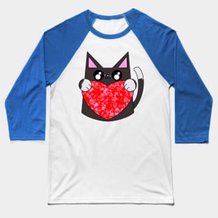 Socks The Black And White Pattern Cat With Valentines Heart Baseball T-Shirt